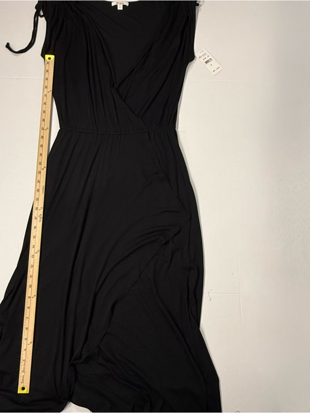 NWT Ella Moss Black Rayon Faux Wrap Maxi Dress Tie Shoulder Size M Medium - Picture 8 of 10